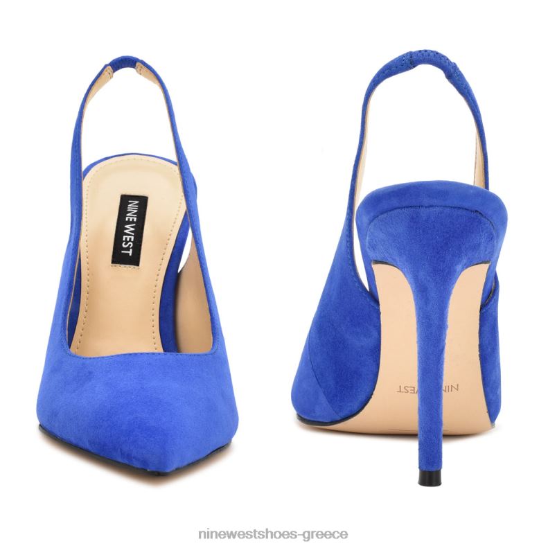 Nine West φτερά μυτερά δάχτυλα slingback αντλίες 2JJ4N925 μεσαίο μπλε σουέτ