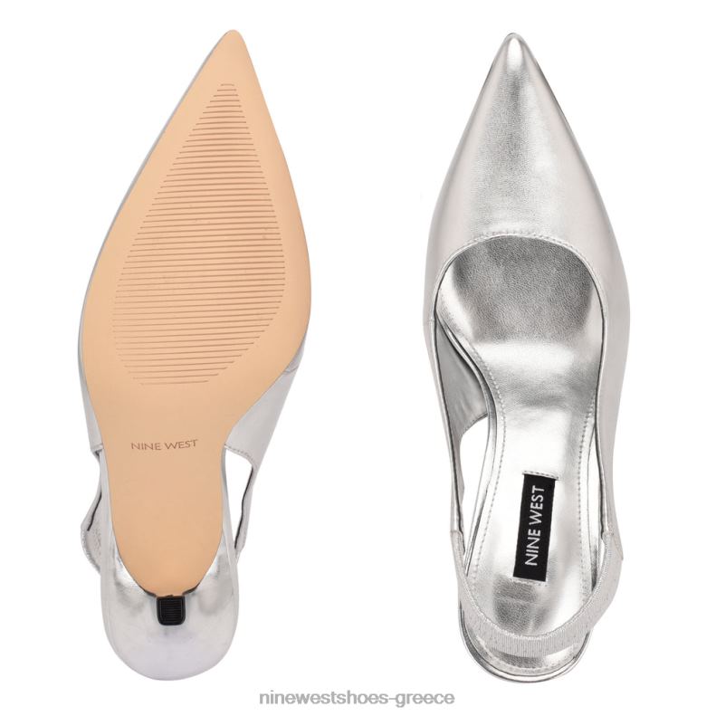 Nine West αντλίες slingback ciser 2JJ4N1115 ασήμι