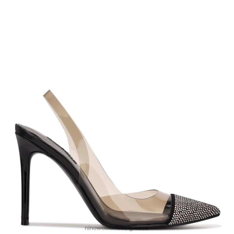 Nine West αντλίες slingback francin 2JJ4N1880 μαύρος καπνός