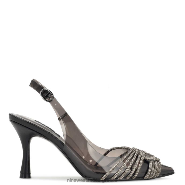 Nine West αντλίες slingback nalan 2JJ4N1274 μαύρο/διαφανές κρύσταλλο