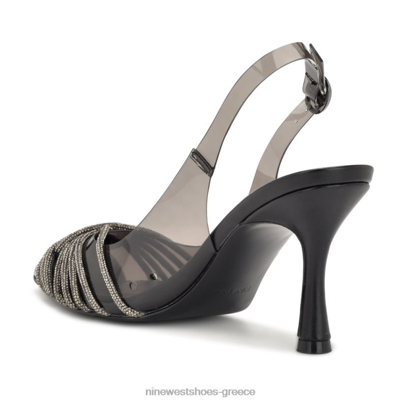 Nine West αντλίες slingback nalan 2JJ4N1274 μαύρο/διαφανές κρύσταλλο