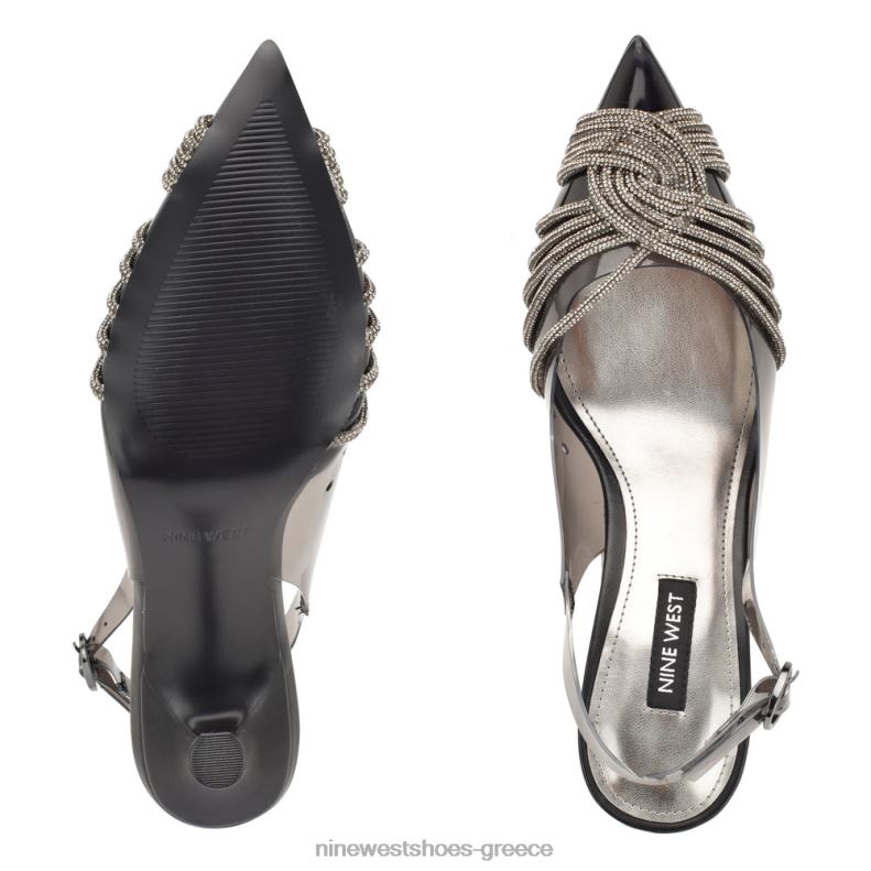 Nine West αντλίες slingback nalan 2JJ4N1274 μαύρο/διαφανές κρύσταλλο