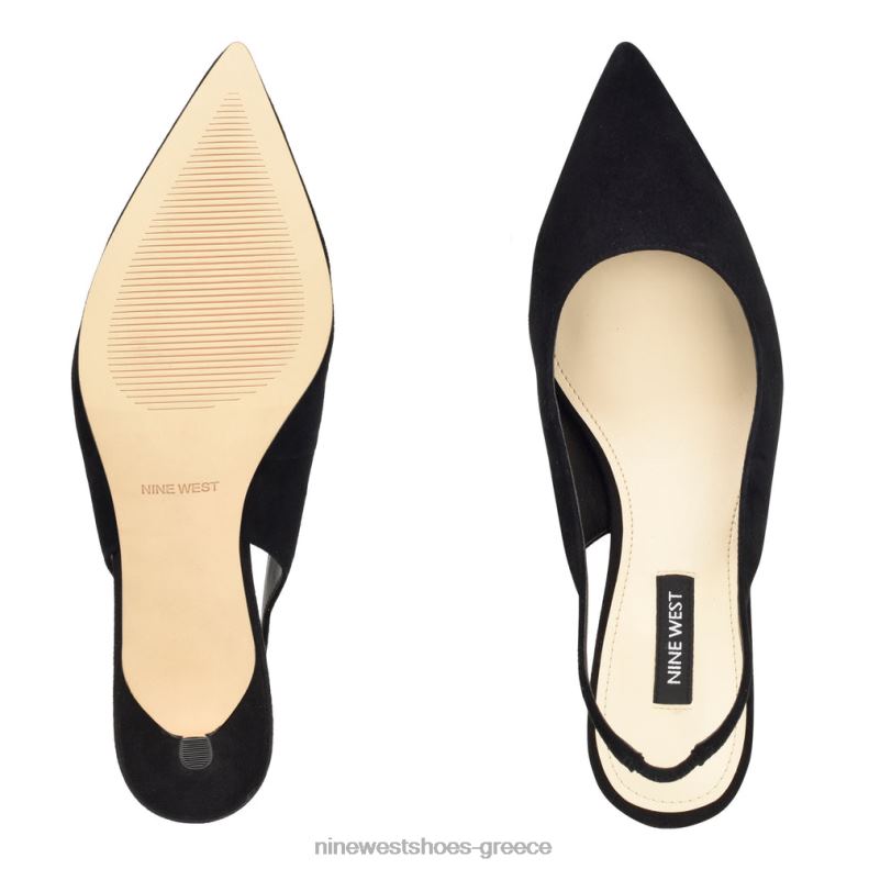 Nine West αντλίες slingback nataly 2JJ4N1153 μαύρο σουέτ