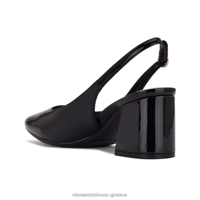 Nine West αντλίες slingback vila 9x9 2JJ4N1103 μαύρη πατέντα