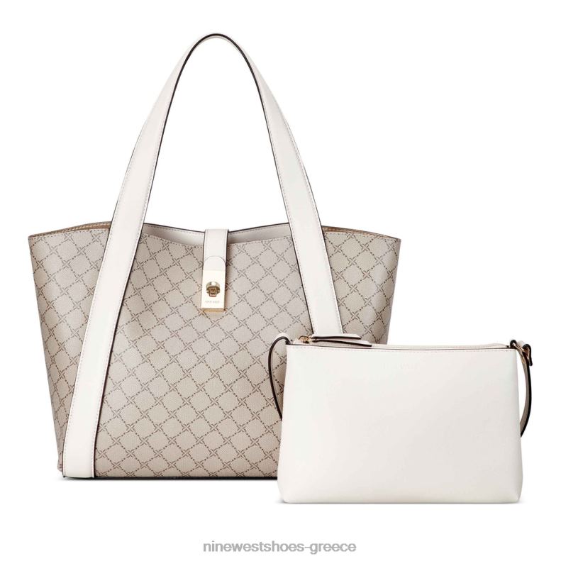 Nine West περισσότερο 2 σε 1 tote 2JJ4N2525 μπεζ λογότυπο/γάλα