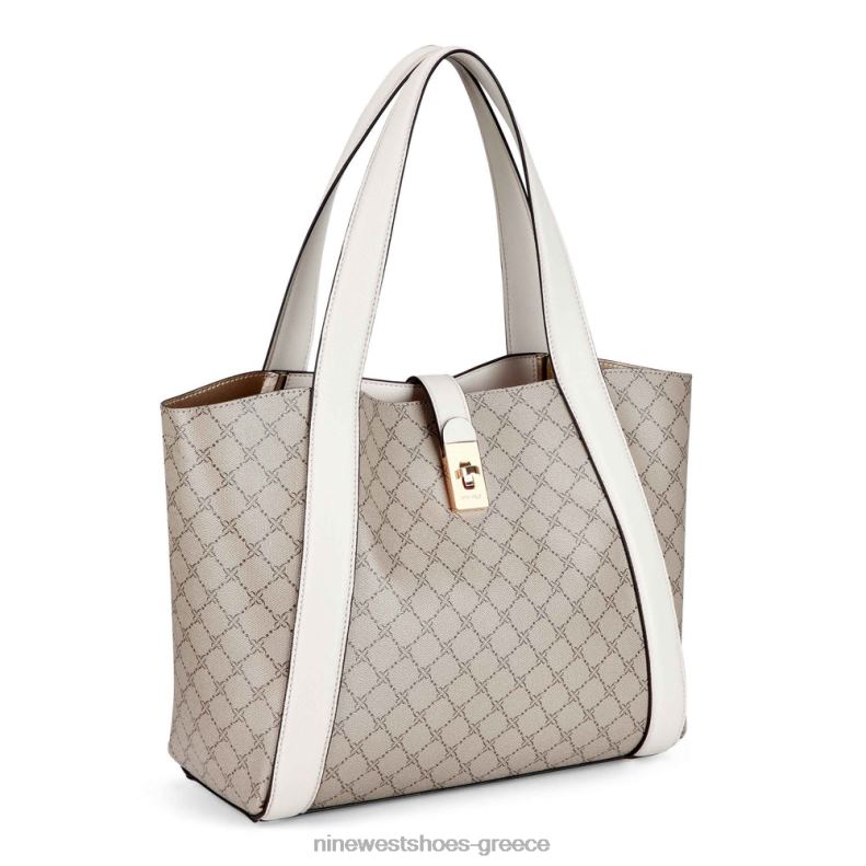 Nine West περισσότερο 2 σε 1 tote 2JJ4N2525 μπεζ λογότυπο/γάλα